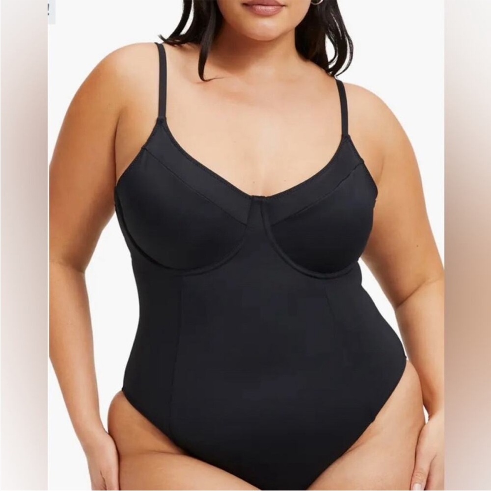 NWT Good American Scuba Compression Black One-Piece Swimsuit 4XL (7) zq